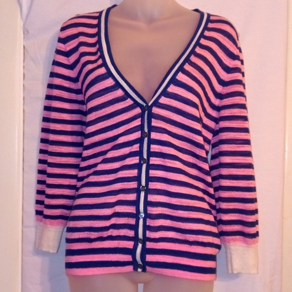 J. Crew Sweaters - J. Crew Light pink stripped Cardigan